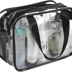 Auseibeely Clear Toiletry Bag for Women Men, Portable Large Travel Makeup Bag, Waterproof & Draining Transparent Cosmetic Bag, Carry On Airport Airline Compliant Bag