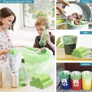 Biodegradable Trash Bags – 13 Gallon Durable Garbage Bag [100 Count], Perfect for Tall Trash Cans Green Thicken Recycling Bin Bags for Kitchen, Bathroom, Camping, Office, Car