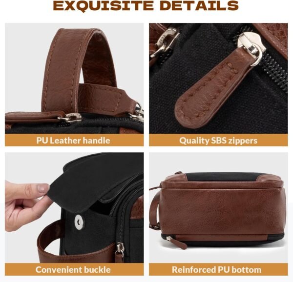 Travel Toiletry Bag for Men - Canvas Toiletries Bag with Multiple Pockets Large Hanging Dopp Kit Travel Bag for Toiletries Essentials Accessories - Black - Image 5
