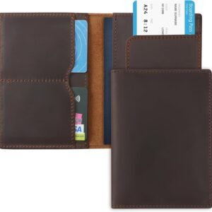 Jack&Chris Leather Passport Holder, Handmade Passport cover, Travel Wallet Cover Case for Men and Women, Leather Travel Documents Organizer Protector, JC107