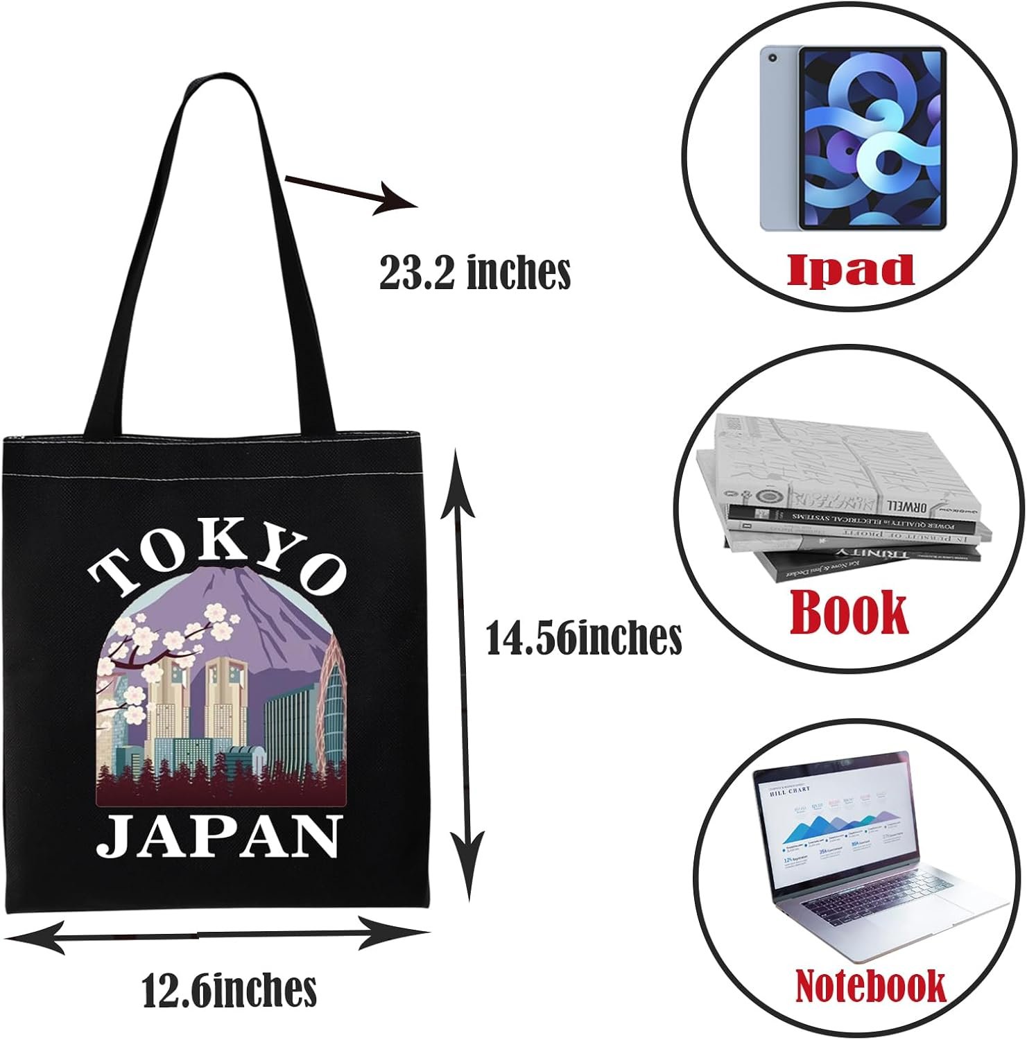 PWHAOO Mountain Tokyo Japan Tote Bag Mountain Lover Gift Tokyo Japan Travel Souvenir Gift - Image 2