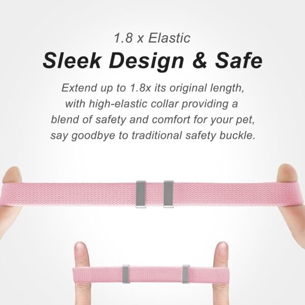Elastic Airtag Cat Collar, Compatible with Apple AirTag, Stepless Adjustable Pet Collar for Cats, Pink - Image 3