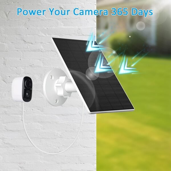 2W Solar Panel for Security Camera Outdoor, USB/USB-C Charger with IP65 Waterproof, 360° Adjustable Mount & 7.2ft Cable, Compatible with Rechargeable Battery Cameras (4 Pack, White) - Image 3
