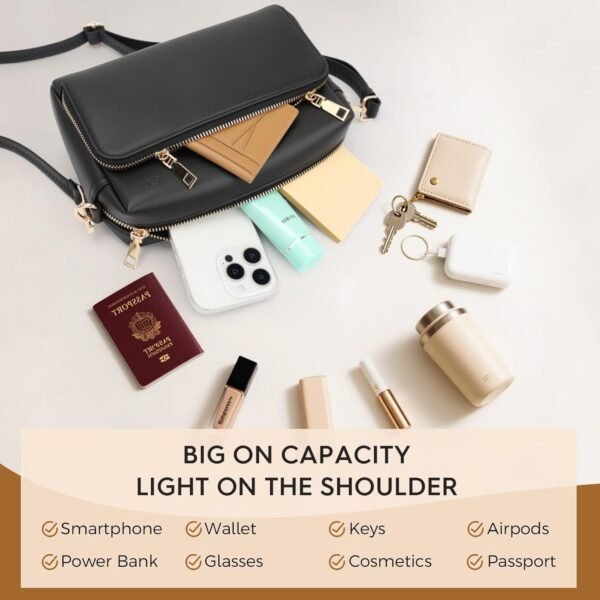 FYY Small Crossbody Bags for Women Vegan Leather Crossbody Purses for Women Travel with Adjustable Shoulder Strap - Image 7