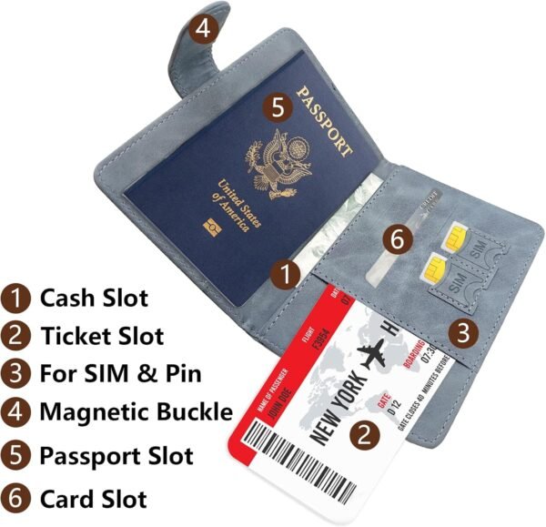 2 Pack RFID Blocking Passport Holder for Travel Essentials Premium Passport Wallet Cover for Women,Men,Passport Holder for Travel - Image 4