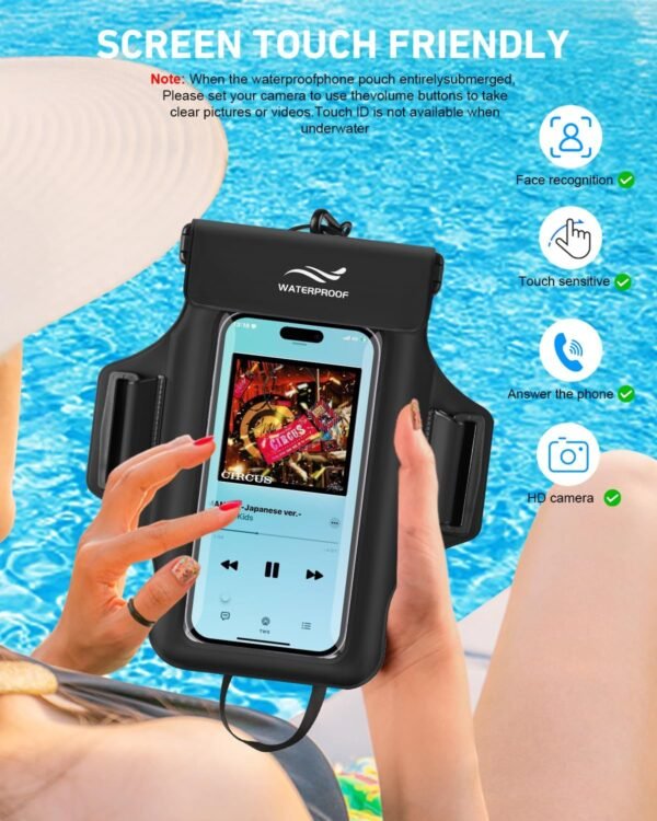 2-in-1 Underwater Waterproof Phone Pouch &Phone Armband for Phones up to 6.7", IPX8 Floating Water Proof Phone Case with Detachable Strap, Dry Bags Waterproof, Beach Vacation Essentials - Image 6