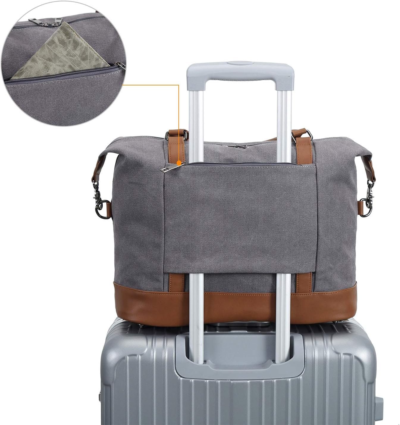 BLUBOON Travel Tote Bags with Zipper Ladies Canvas Bag Weekender Overnight Bag for Women Carry on Duffel Bag Trolley Sleeve - Image 7