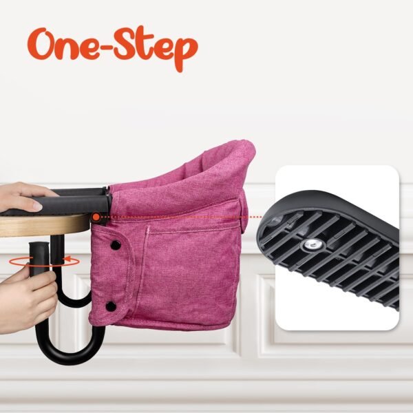Hook On High Chair - Portable & Foldable for Babies 6-36 Months, Family & Travel Use with Carry Bag(Rose Red) - Image 4