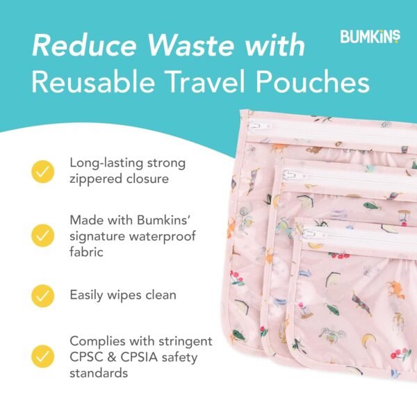 Bumkins Disney Travel Bag, Toiletry, Baby, TSA Approved Pouch, Zip Bag, Quart Size Airline Compliant, Clear-Sided, Diaper Bag Organization, Makeup, Accessories, Set of 3 Sizes, Princess Magi - Image 5