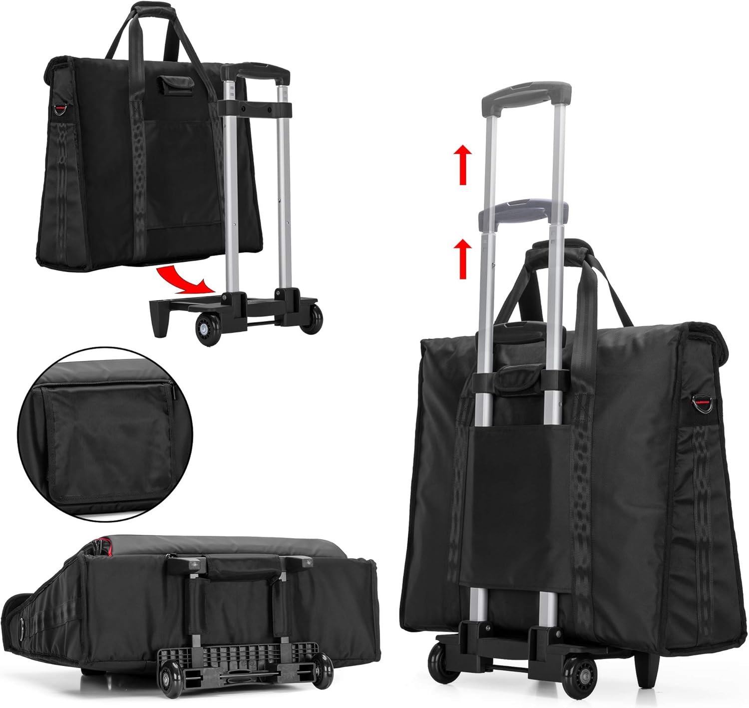 CURMIO Rolling Carrying Bag with Wheels Compatible for Apple iMac 27 inch Desktop Computer, Detachable Trolley Storage Case Compatible with iMac 27” Monitors and Accessories, Black (Patent Pending) - Image 4