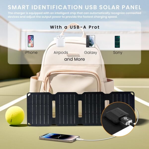 FlexSolar 10W Foldable Solar Chargers 5V USB Small Power Emergency Portable 4 Folds Panels IP67 Waterproof Camping Hiking Backpacking for Phones Flashlight Watches Small Power Banks Battery Packs - Image 6