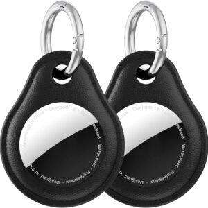 for Airtag Keychain Holder for Apple Airtag -Anti-Scratch&Durable,IPX8 Waterproof for air Tags-2 Pack Case, for Dog,cat,Pets, Kids, Luggage for Air tag Accessories & Item Finder(Black)