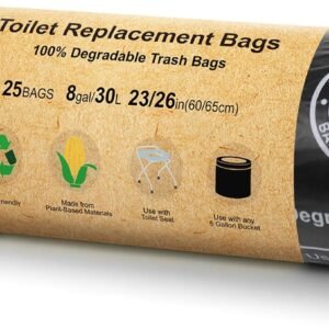 BLIKA 25 Count Toilet Replacement Bags, 8 Gallon, 30 Liter, Heavy Duty 1 Mil, Compost Bags 8 Gallon, Camping Toilet Bags for Portable Toilet, Car Travel, Camping, Long Trips
