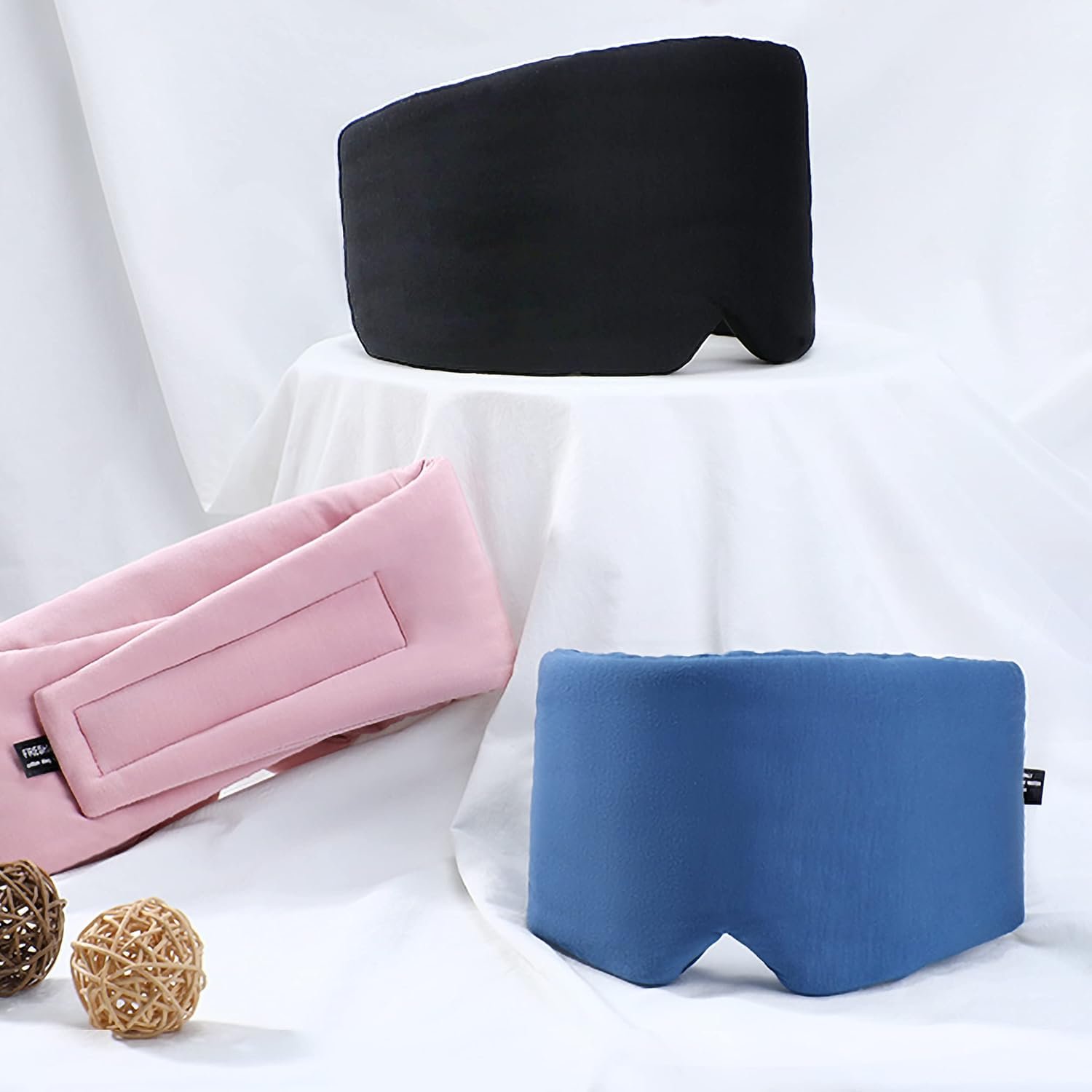 FRESHME Cotton Sleep Mask Blackout - Handmade Eye Mask for Sleeping Eye Shade Cover Sleep Mask for Women Men Girl Soft and Breathable Adjustable Blinder Light Blocking Pink Airplane with Travel Pouch - Image 7