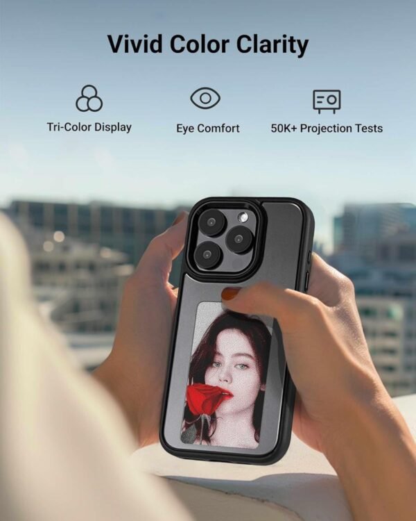 Custom DIY Wireless E-Ink Screen NFC Photo Display Smart Phone Protective Case - iPhone 14 Pro, Water-Resistant - Black - Image 5