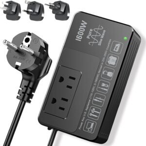 1600W Voltage Converter 220V to 110V – Power American Appliances Overseas, Pure Sine Wave, Plug & Play, No Limitations, Surge Protection – High Power Step Down Transformer US to EU/UK/AU/Asia