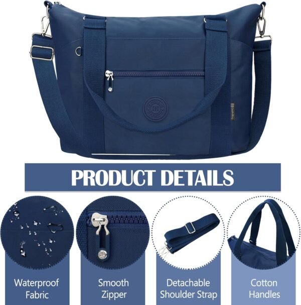 Small Travel Gym Duffel Bag for Women, Waterproof Nylon Weekender Overnight Bag Personal Item Carry on Bags for Airplanes Hospital Sports Fitness Dance Mommy Tote - Image 5