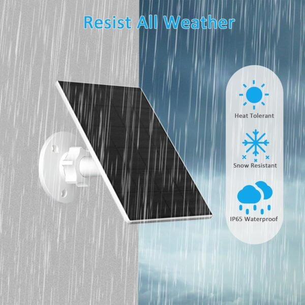 2W Solar Panel for Security Camera Outdoor, USB/USB-C Charger with IP65 Waterproof, 360° Adjustable Mount & 7.2ft Cable, Compatible with Rechargeable Battery Cameras (4 Pack, White) - Image 4