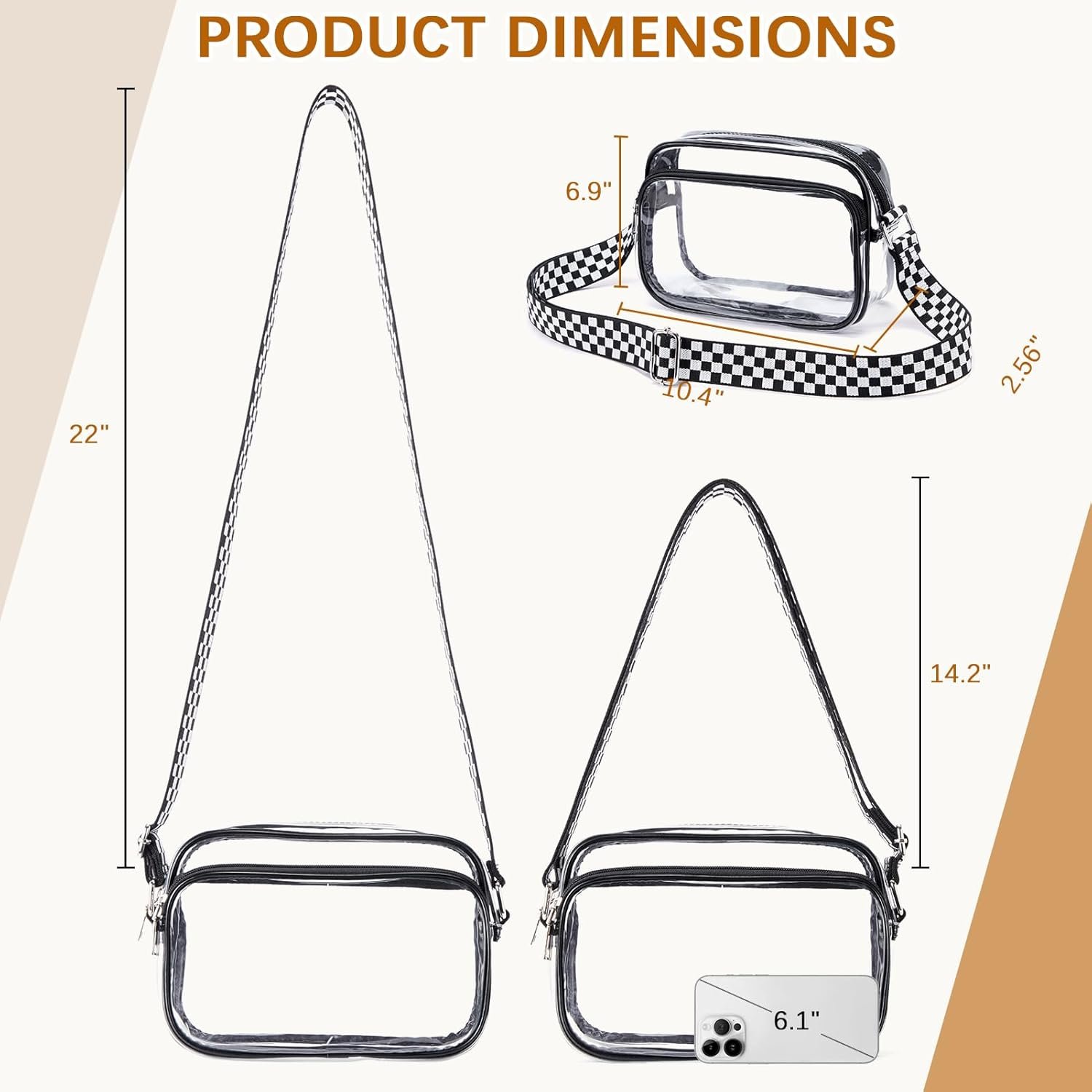 BOSTANTEN Clear Bag for Women Stadium Approved Clear Bags Small Crossbody Purse Trendy for Concerts Sports Events - Image 4