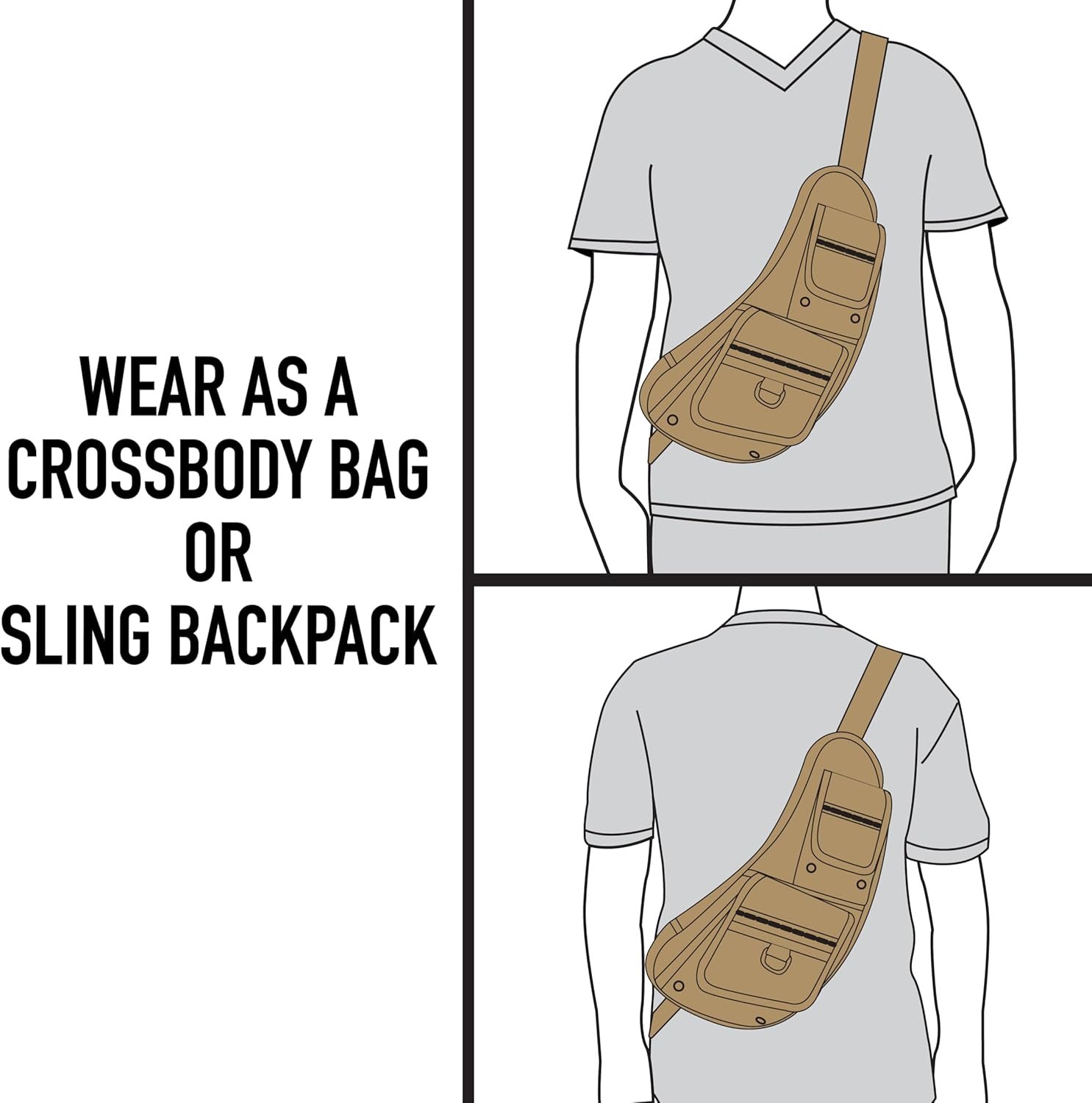 Rothco Vintage Canvas Crossbody Sling Bag – Compact Travel Shoulder Backpack 2L Storage - Image 5