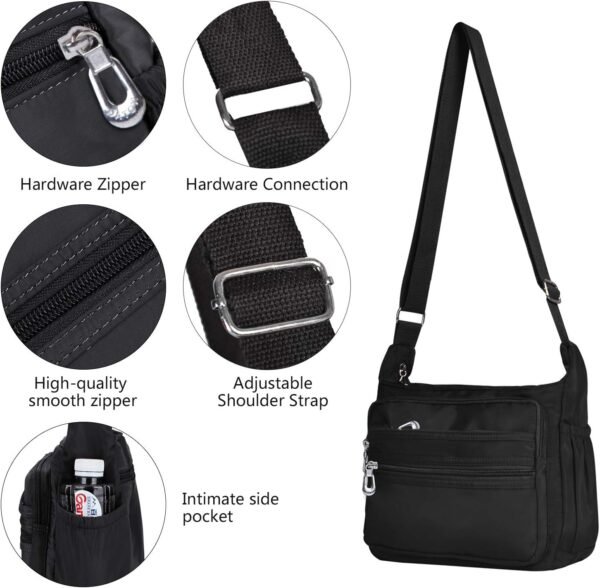 Crossbody Bag for Women Waterproof Shoulder Bag Messenger Bag Casual Nylon Purse Handbag - Image 2