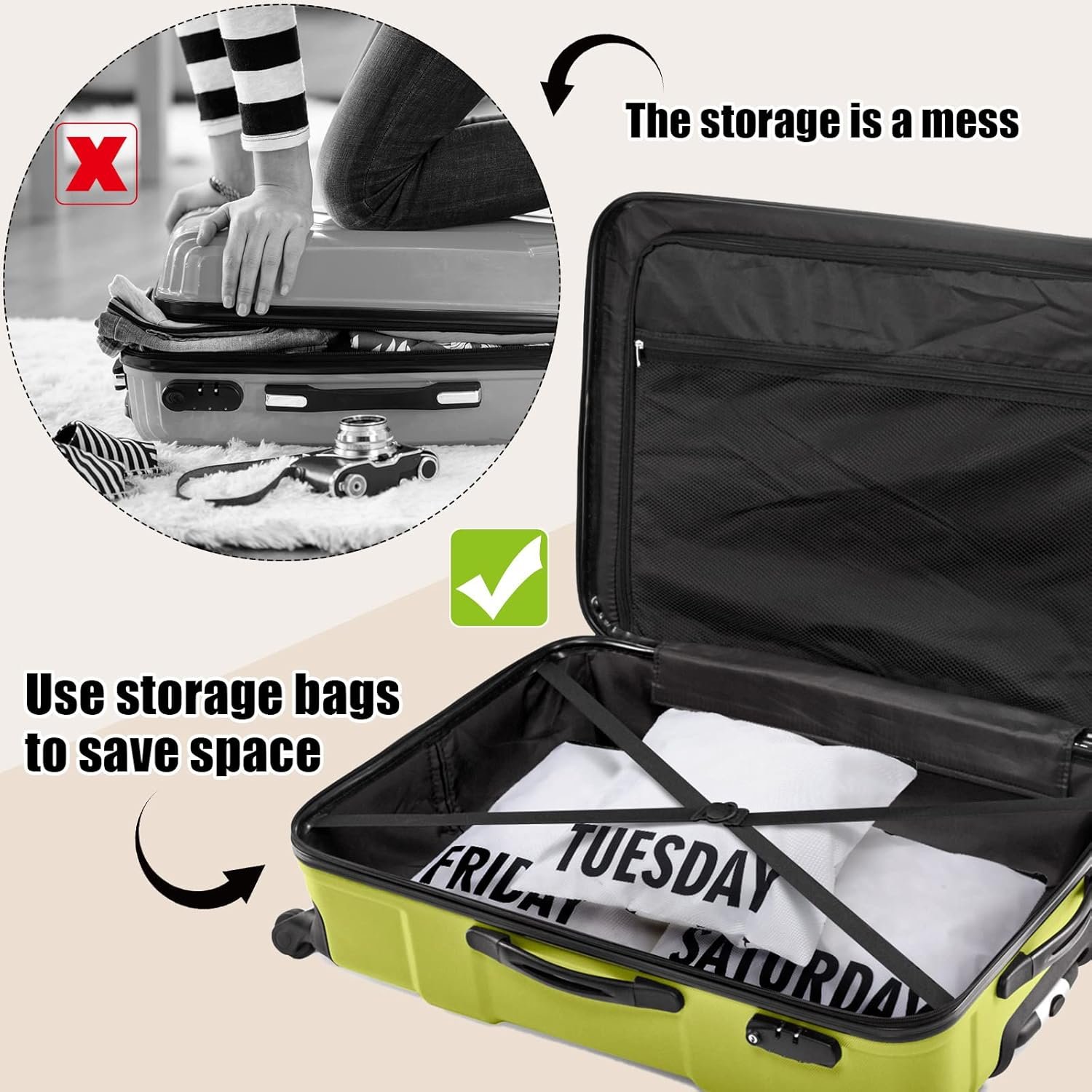 Oudain Packing Cubes Kids and Baby Travel Organizer Pouches Suitcases and Luggage Travel Accessories for Boys and Girls Summer Camp, Cruise, and Family Vacations, Days of Week - Image 5