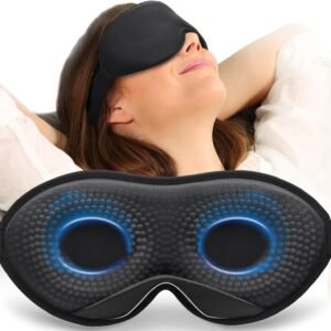 MABAO Weighted Eye Mask for Sleeping, Blackout 3D Contoured Sleep Mask with Adjustable Strap for Women Men, Memory Foam, Gentle Pressure Relief Comfort Eye Cover Blindfold for Insomnia & Travel -Black