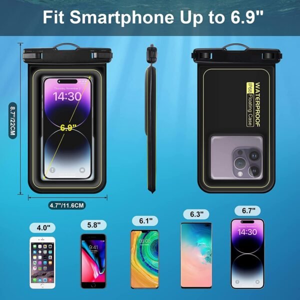 Waterproof Phone Pouch 7.2'', IPX8 Floating Underwater Cellphone Dry Bag Case Holder for iPhone 15 14 13 12 11 Pro Max XS Plus X Samsung, Phone Protector for Vacation Beach Swimming Surfing Skiing - Image 2
