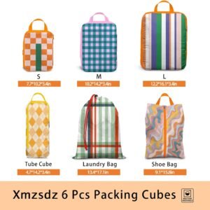 6 Pcs Compression Packing Cubes, Packing Cubes for Travel, Waterproof Luggage Organizer Bags Set, Cute Packaging Cubes for Women Kids Backpack Carry-Ons
