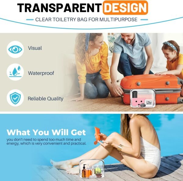 EASYFUN Toiletry Bag 2pcs TSA Approved Travel Clear Toiletry Bag for Men and Women Travel Accessories Quart Size Toiletries Cosmetic Pouch Makeup Bags - Image 6