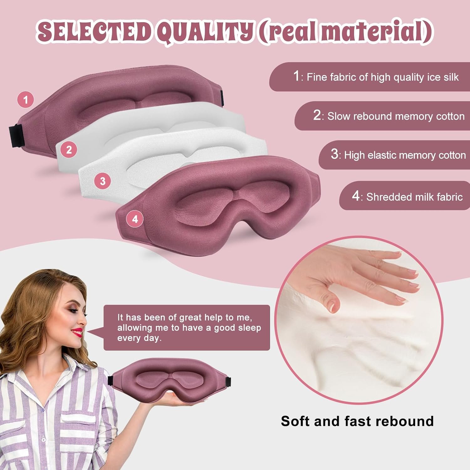 3D Advanced Eye Mask for Sleeping, Ultra Delicate Soft Skin Friendly Eye mask,100% Blackout Sleep Eye Mask for Sleep, Eyelash Extension Sleep mask, Sleeping Eye Masks for Men and Women - Image 3