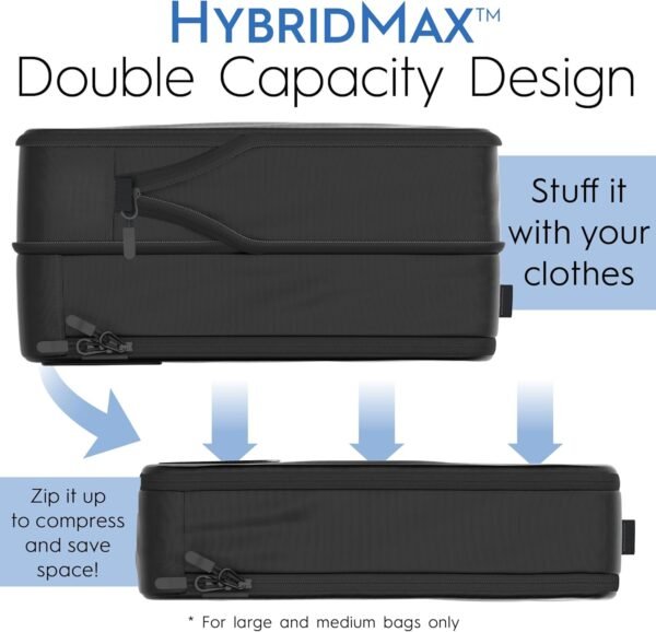 8 Set/4 Set Deluxe Compression Packing Cubes Travel - Maximize Space In Luggage With Patented HybridMax Double Capacity Design, Luxury Compressible Packing Cubes For Travel, Large, Small, & Medium - Image 7