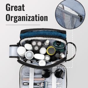 Travel Toiletry Bag for Men – Toiletries Mens Dopp Kit Waterproof Toiletry Bags Shaving Bag for Traveling, Lightweight Toiletries with Double Zippers (Black)