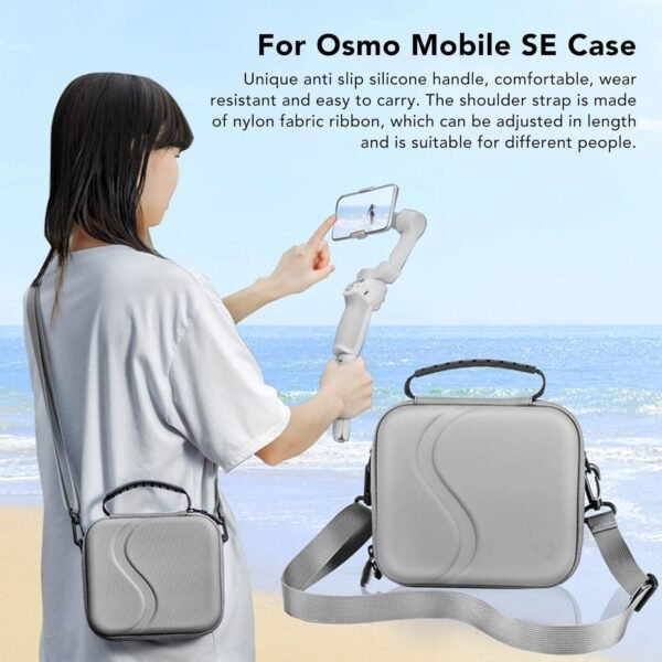 ciciglow Portable Storage Bag for Osmo Mobile SE/4, Waterproof Hard Shell Carrying Case Protect Pouch Bag Travelling Case with Shoulder Straps for Smartphone Stabilizer - Image 3