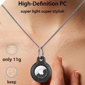 Waterproof Airtag Necklace for Kids Adults Women,Hard PC Full Protection,29in Adjustable Alloy Necklace with Airtag Holder for Apple Air Tag