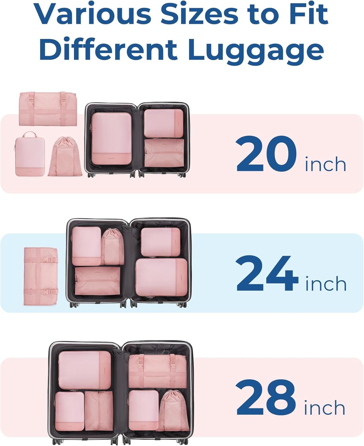 BAGSMART Hanging Compression Packing Cubes, 6 Set Large Suitcase Organizer Bags Set, Cruise Travel Essentials for Women - Image 4