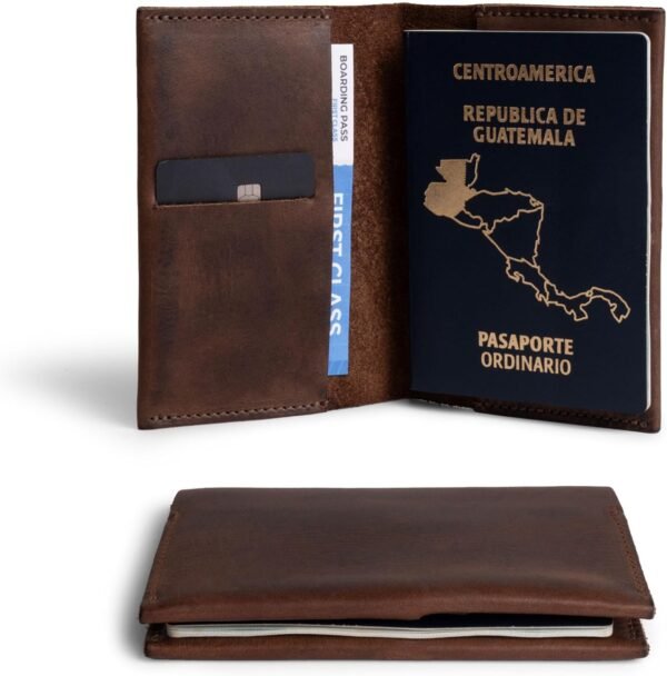 Hide & Drink, Leather Passport Case With Credit Card Slot, Bills Holder, Traveler Essentials, Handmade :: Bourbon Brown
