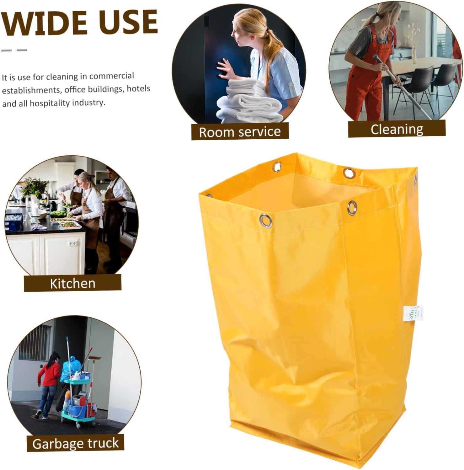 Heavy Duty Janitorial Cart Bag with Metal Hanging Tear Resistant Cleaning Cart Replacement Pouch for Housekeeping and Supply Transport Easy to Clean Canvas Trolley Bag - Image 9