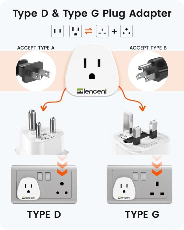 LENCENT Type D and G Travel Adapter Plug Adapter for Maldives Sri Lanka Tanzania Power Adapter Zanzibar Ghana - Image 2