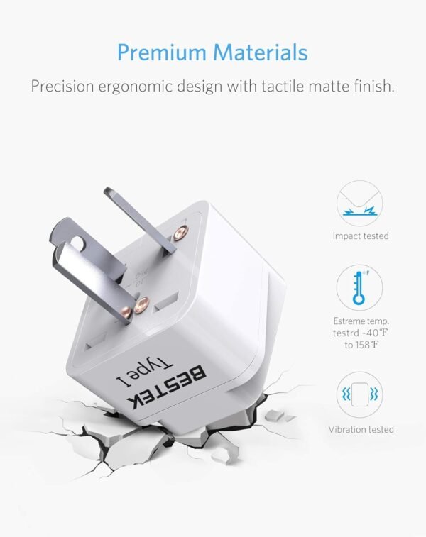 BESTEK Worldwide Travel Plug Adapter Set, Grounded Universal Power Plug Adapter for USA to US, EU, AU, UK, GE, HK and More- 8 Packs - Image 5