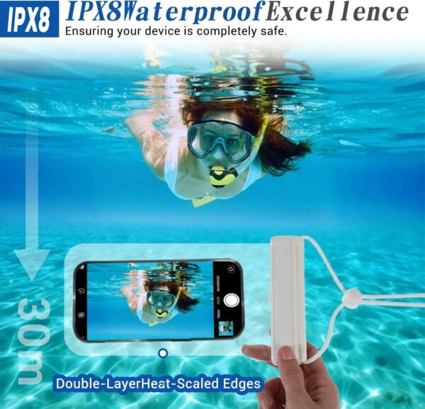 2 Pcs Phone Water Pouch,Universal Phone Case for Water,Waters Proof Case for Phones with Lanyard for Smartphone, Up to 8.66" Devices, Transparent - Image 4