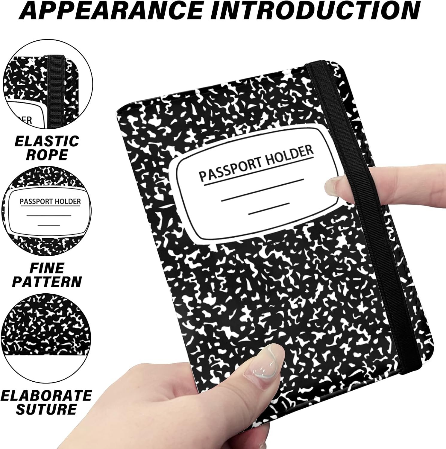 Cute Passport Holder and Holder Combo Passport Cover with Compatible Wallet Credit Card Protector RFID Blocking Women Men (Black) - Image 3