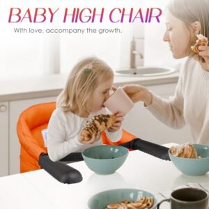 Hook on High Chair,Portable Foldable High Chair for Babies 6-36 Months, Includes Storage Bag (Orange)