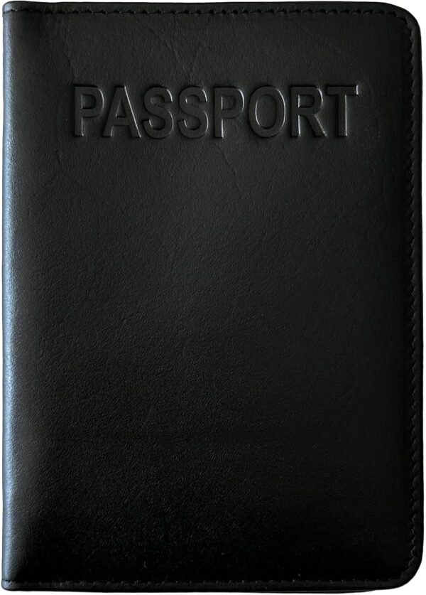 Black Basic Genuine Leather RFID Passport Cover