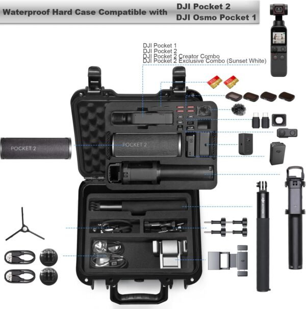 Lekufee Waterproof Hard Case Compatible with DJI Osmo Pocket 2/DJI Pocket 2 Camera and Accessories(Case Only) - Image 2