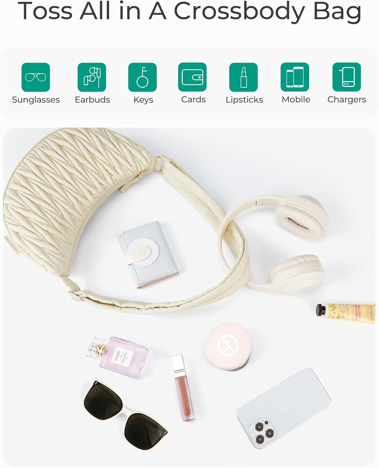 BAGSMART Hobo Bag for Women, Nylon Quilted Crossbody Bags for Women Shoulder with Adjustable Strap - Image 6