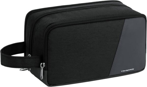 Vorspack Travel Toiletry Bag - Toiletry Bag for Men Water Resistant Skincare Bag Dopp Kit for Bathroom Toiletries Accessories Gifts - Black
