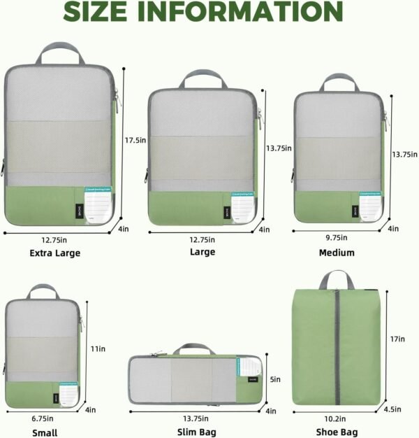 BAGAIL 6 Set/4 Set Lightweight Compression Packing Cubes for Travel, Anti-Tearing Expandable Organizer Bags for Suitcase - Image 4