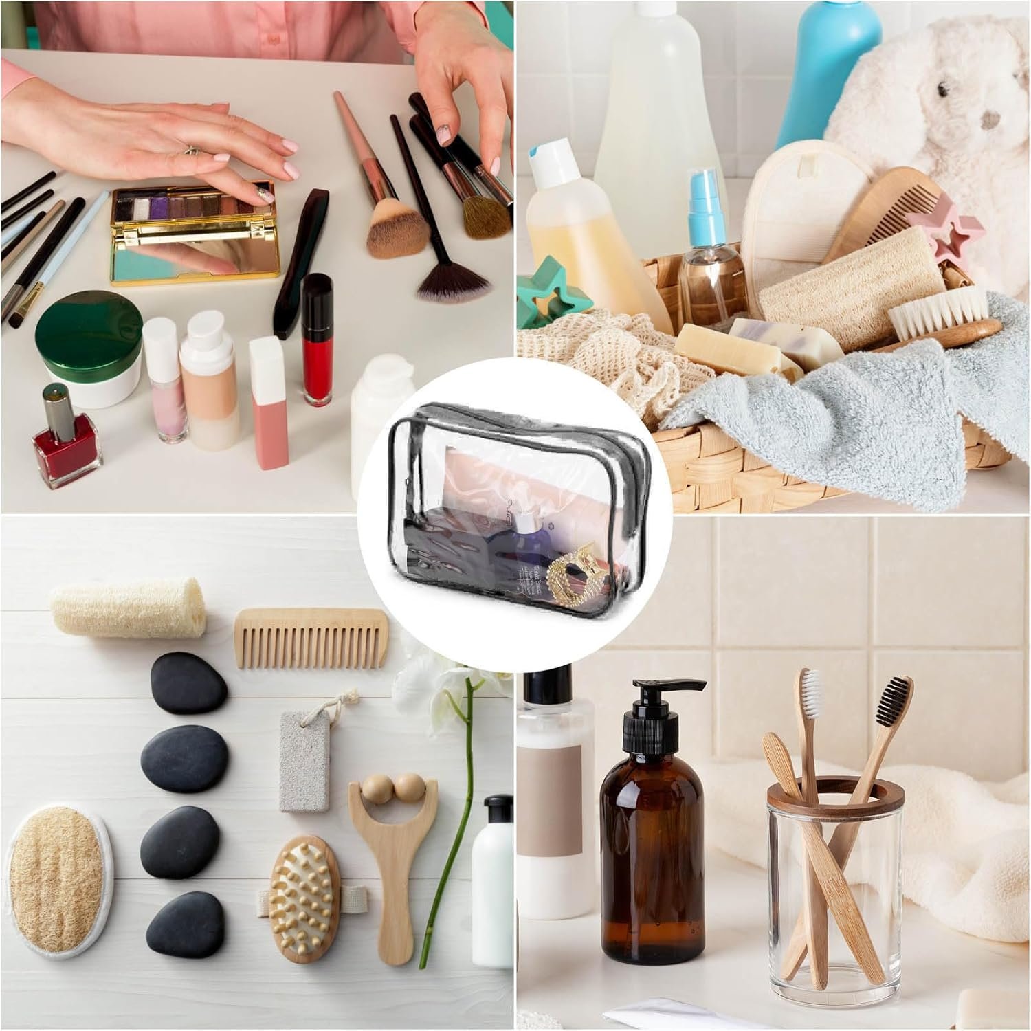 Tbestmax 20 Pack Clear Cosmetic Bags Makeup Bags Portable Waterproof Travel Toiletry Bags Organizer Black, 7.5"x 4.8"x 2.3" - Image 6