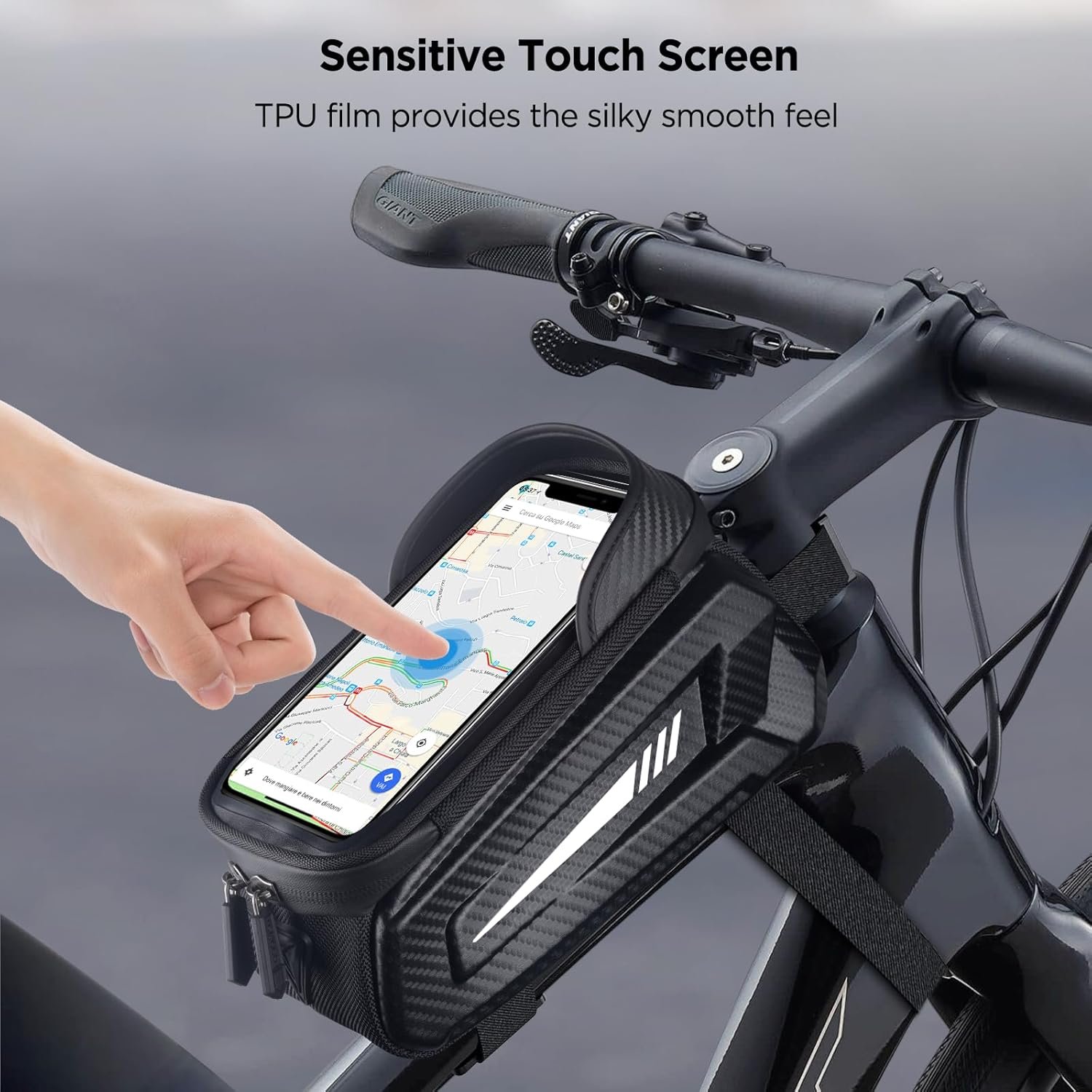 Bicycle Frame Bag Waterproof Handlebar Bag for Smartphones up to 7 Inch Mobile Phone Case Top Tube Bag with TPU Sensitive Touchscreen for Mountain Bikes, Road Bikes, Ebikes - Image 5